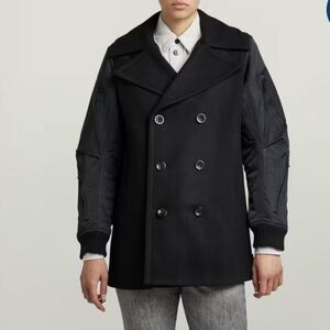 G-star Wool Blend Bomber Sleeve Peacoat(Size Small)